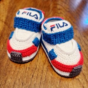 Fila Baby Crochet Sneakers - White, Blue, Red, Gray